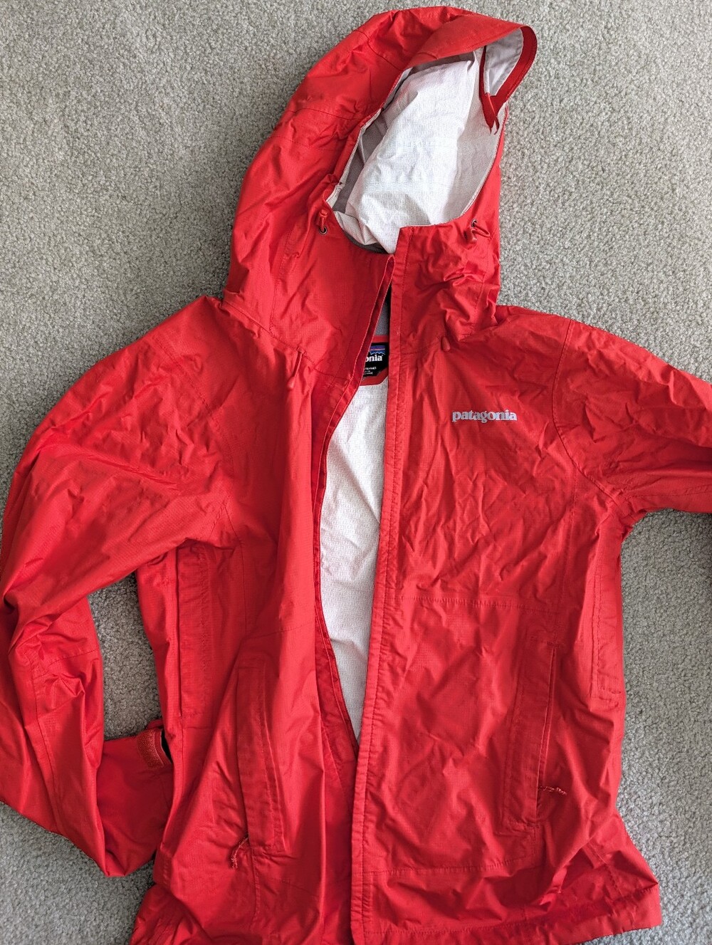 Patagonia Womens Sz S H2No Torrentshell Hooded Jacket Red Rain Coat